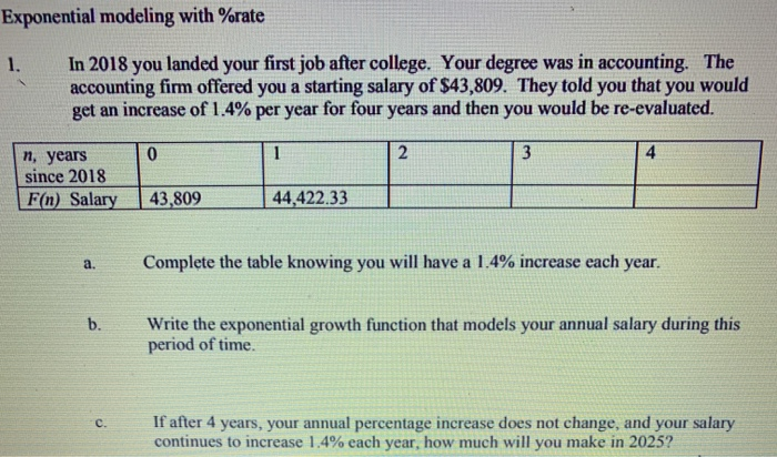 please answer all Exponential modeling with rate In 2018 you landed your