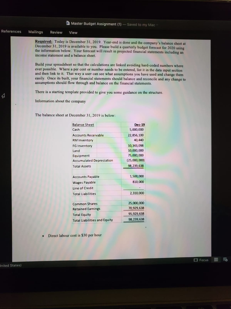 COULD YOU PLEASE HELP ME SOLVE THIS MASTER BUDGET! 2 Master