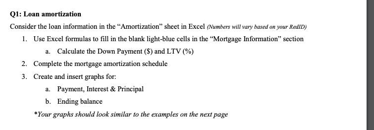 No additional information is needed Please help. Q1: Loan amortization Consider the