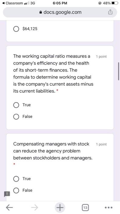  Classroom ... 36 6:05 PM 48% docs.google.com $64,125 The working capital
