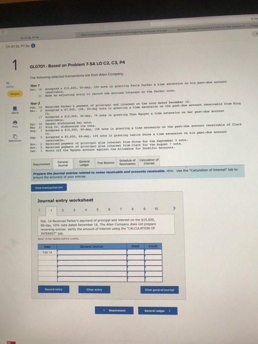 can someone help me solve this? CHOOL - Ch 07 GLP7-5 GL0701