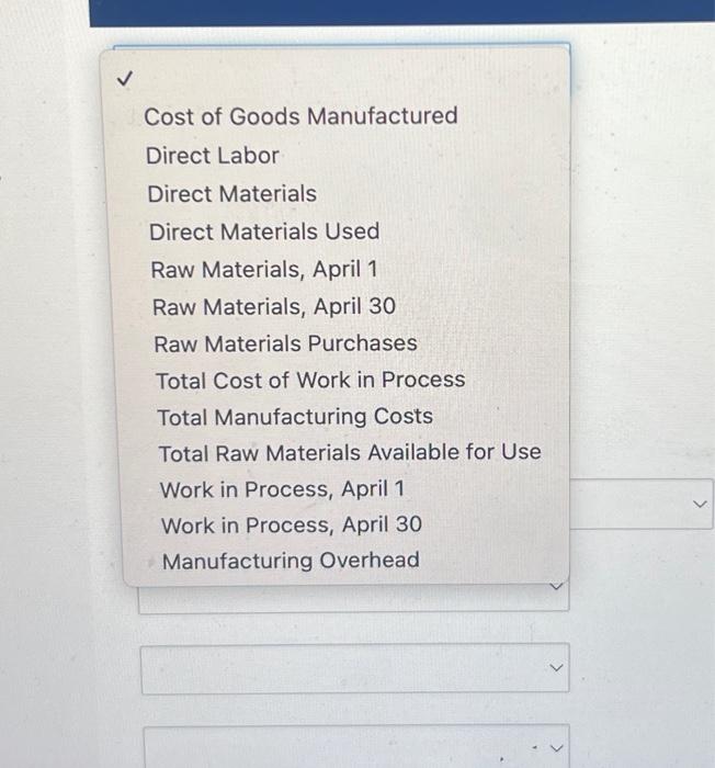 Company. Prepare the cost of goods manufactured schedule for the month of