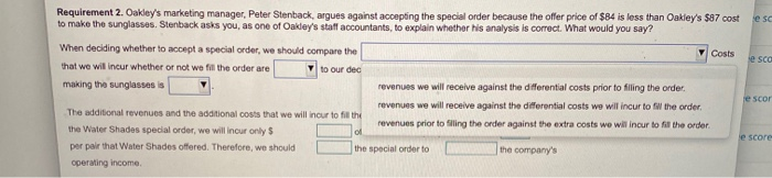 accepting the order affect Oakley's operating income? In addition to the special