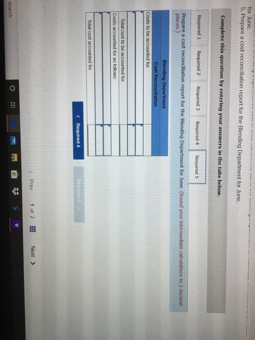 Bottling Department. The following information pertains to the operations of the Blending