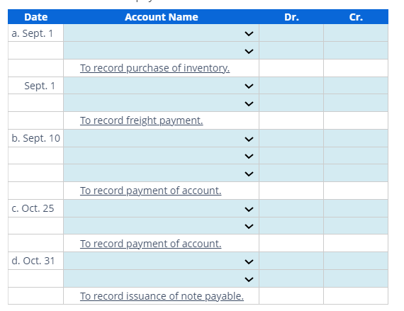  Recording Inventory Purchase On September 1, Global Tech Inc. purchased merchandise