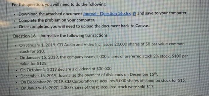  . For this question, you will need to do the following