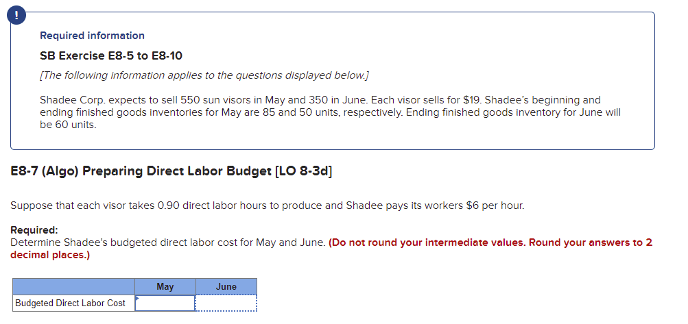  Required information SB Exercise E8-5 to E8-10 (The following information applies