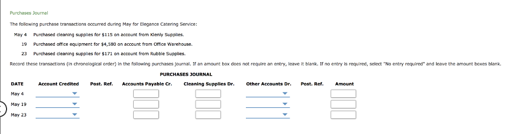 Can someone help me solving these? Thank u expert. Purchases Journal The