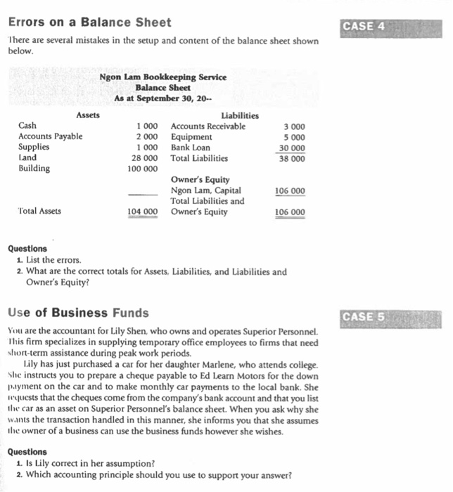 in the setup and content of the balance sheet shown below. Ngon