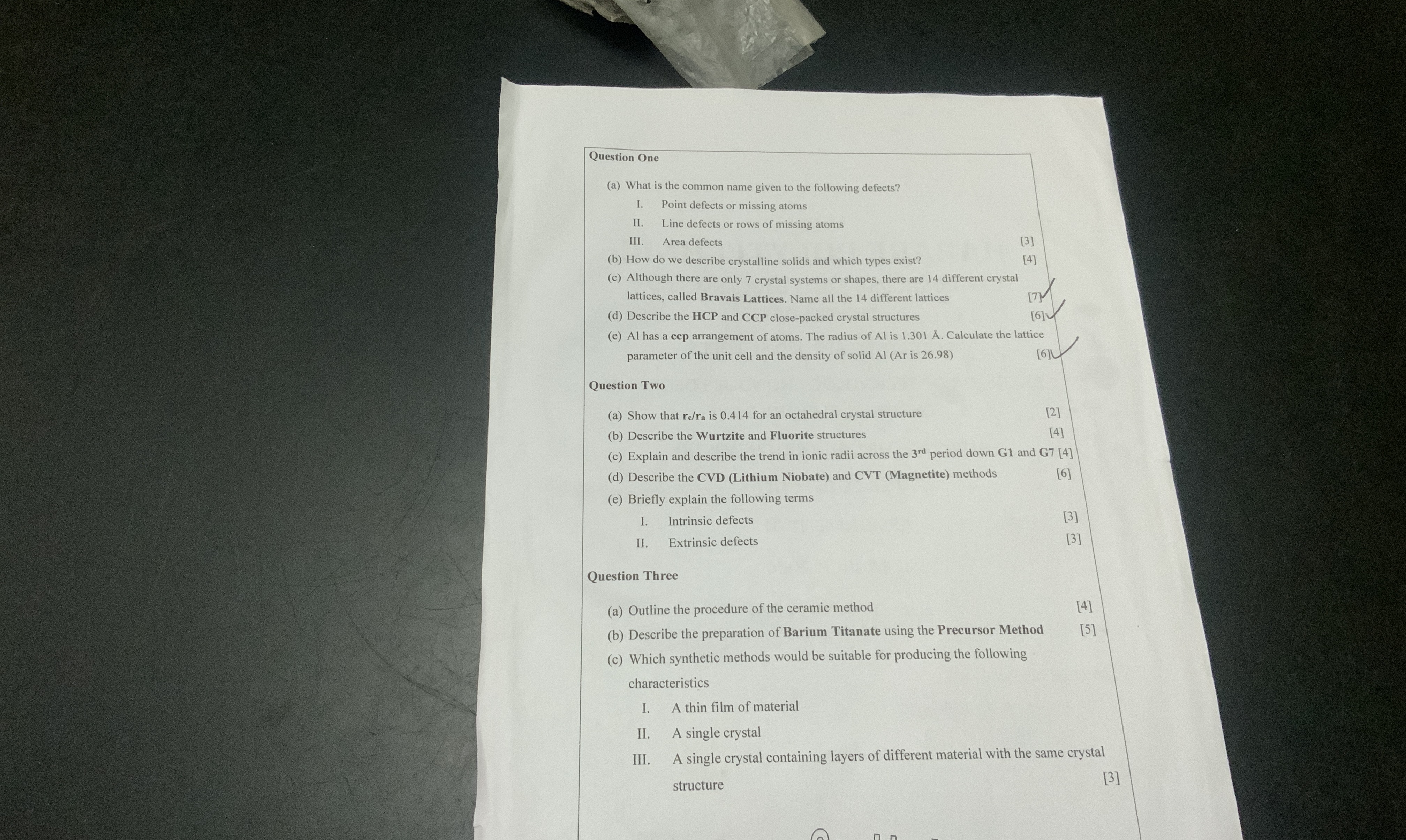  Question One (a) What is the common name given to the