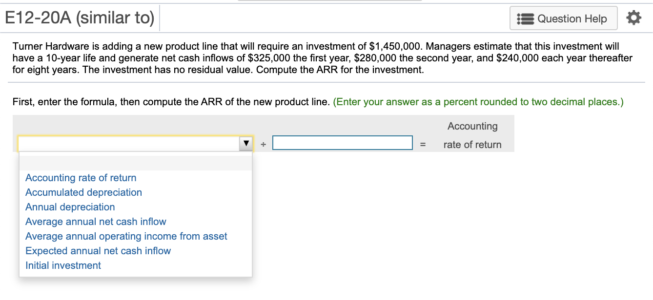 E12-20A (similar to) Question Help Turner Hardware is adding a new