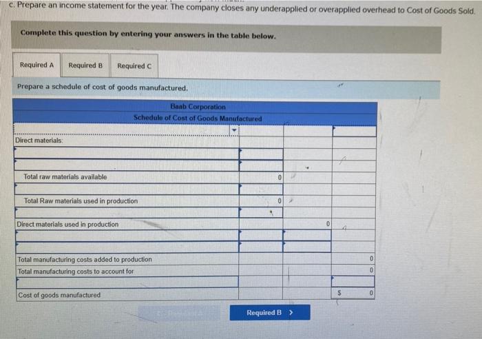that uses job-order costing. The company's inventory balances were as follows at