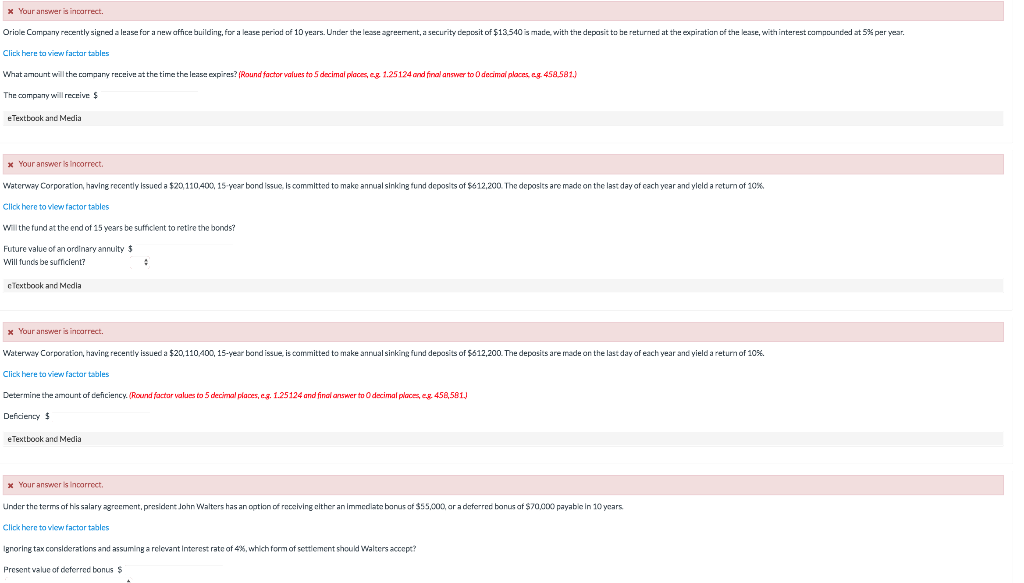  x Your answer is incorrect. Oriple Company recently signed a lease