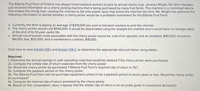 please answer required 1, 2A, 2B, 3A, 3B, 4A, 4B The Elberta