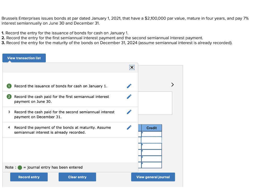 Brussels Enterprises issues bonds at par dated January 1, 2021, that have