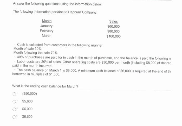  Answer the following questions using the information below: The following information