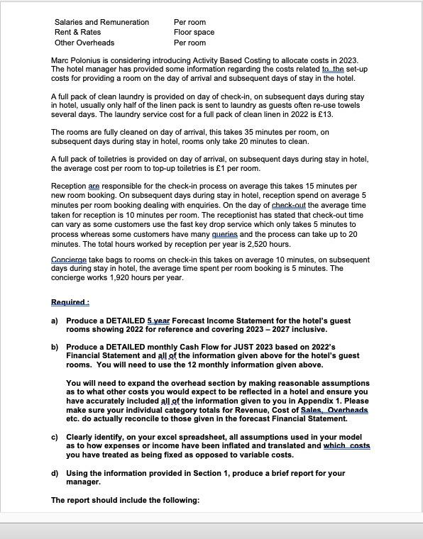 area, as an assistant management accountant reporting to the Management Accountant, Marc