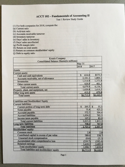  I need help working out these problems, please help ACCT 102-Fundamentals