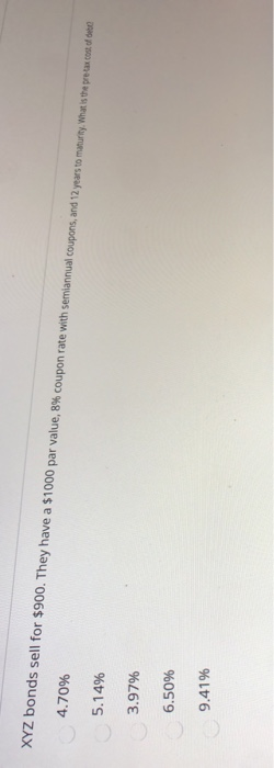 a par value of $1,000, an 8% coupon rate with semi-annual payments,