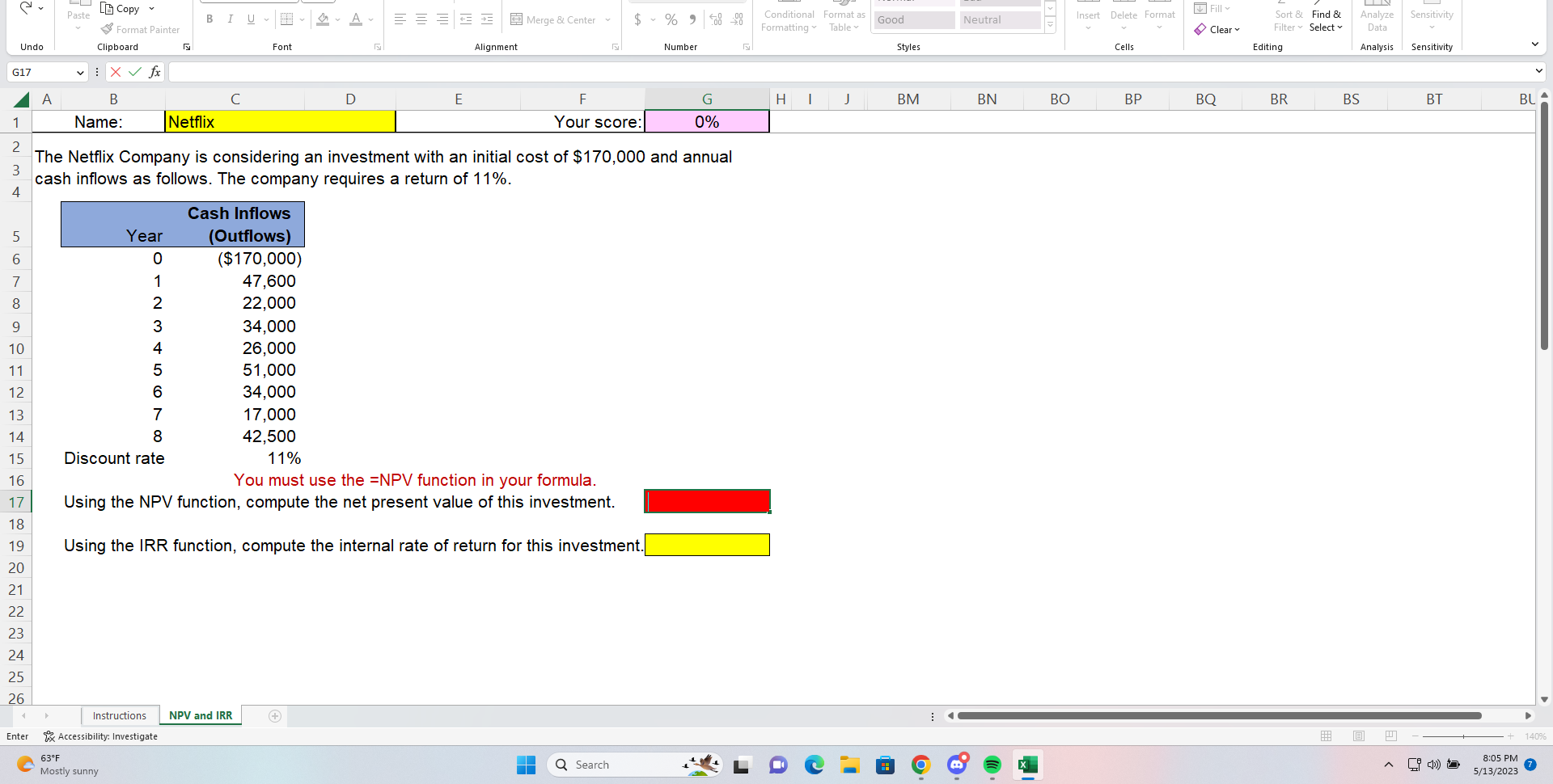 Pls type the formula for each answer for Excel. The Netflix Company
