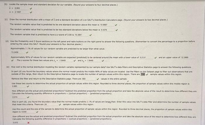  (b) Locate the sample mean asd stancard devation for our vartable,