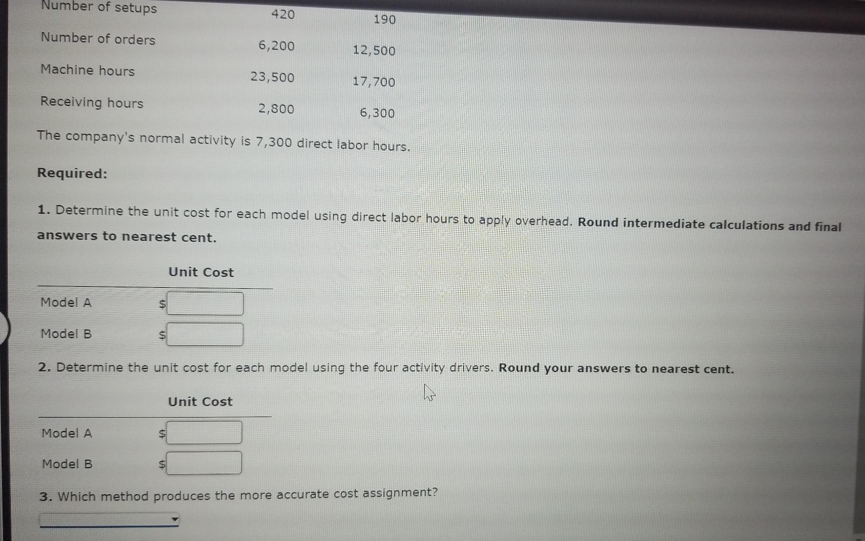 Dept. Finishing Dept. Overhead costs Total $7,500 $22,500 $30,000 Direct labor hours
