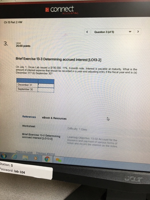  E connect NTING Ch 13 Part 2 HW Question 3 (of