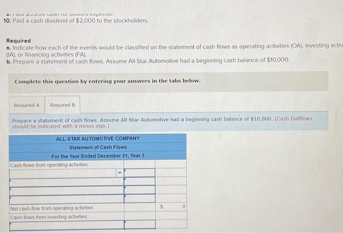 the following accounting events during Year 3: 1. Performed services for $15,000