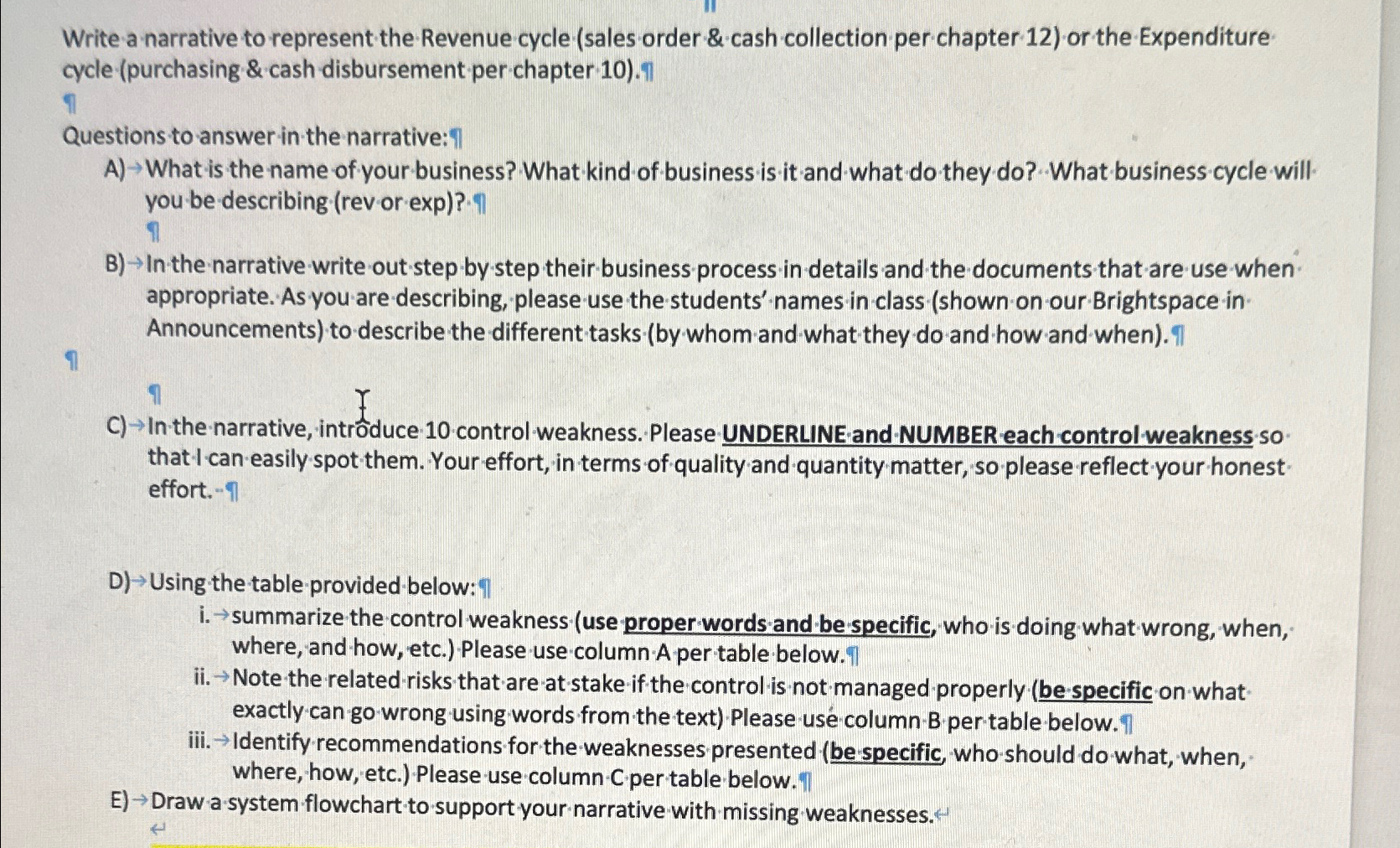  Write a narrative to represent the Revenue cycle (sales order &