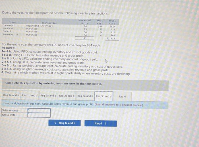 cost of goods sold 3 - c \& d. Using weighted-average cost,