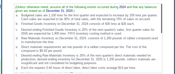 year by developing a master budget by quarters. Grady's balance sheet for