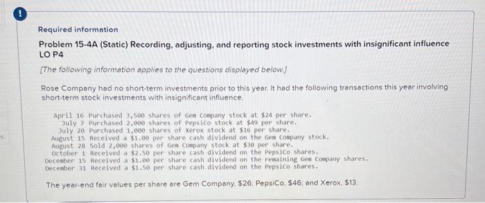 please help with this accounting problem Required information Problem 15-4A (Static) Recording,