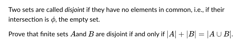 Two sets are called disjoint if they have no elements in
