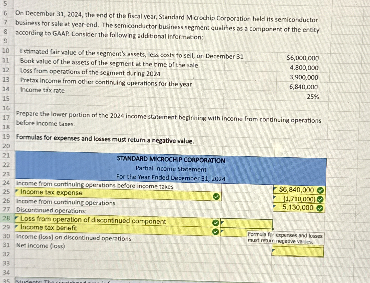  Please show Excel formulas in solution! On December 31,2024, the end