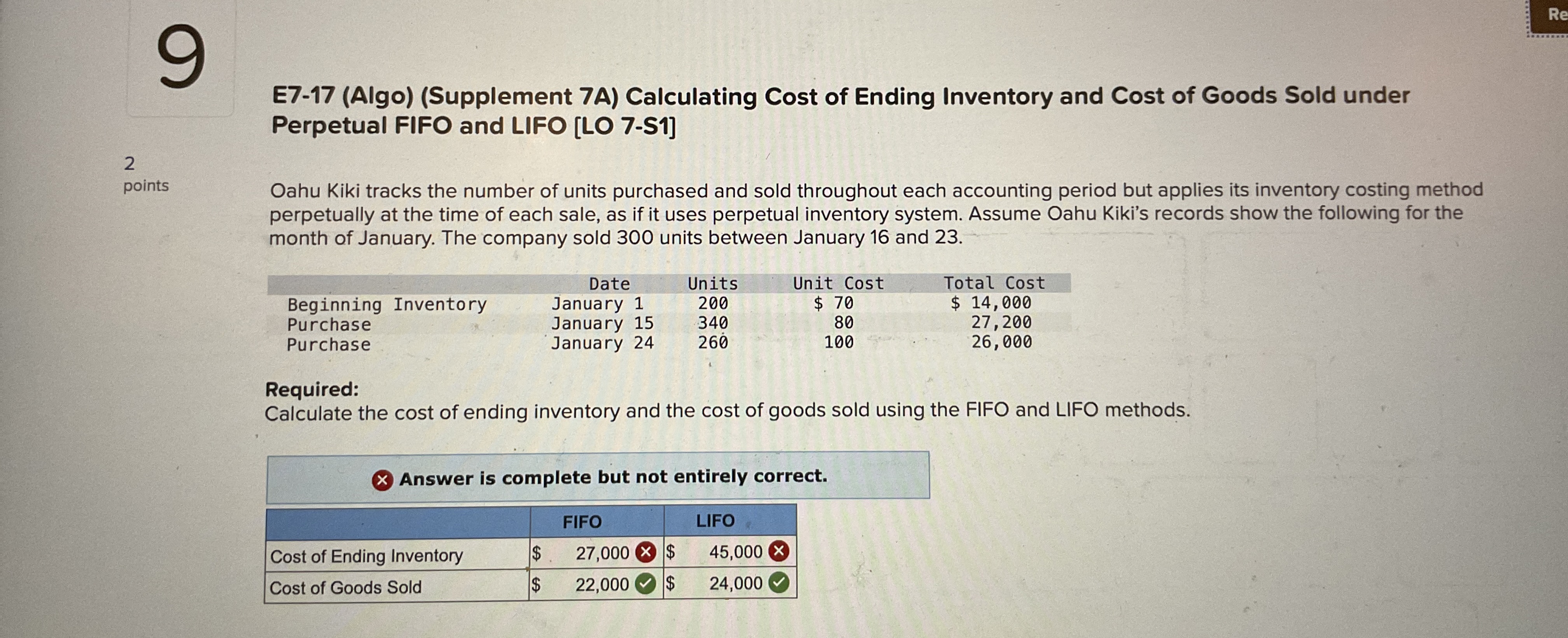  E7-17(Algo)(Supplement 7A) Calculating Cost of Ending Inventory and Cost of Goods