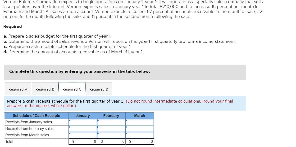 pointers over the Internet. Vernon expects sales in January year 1 to