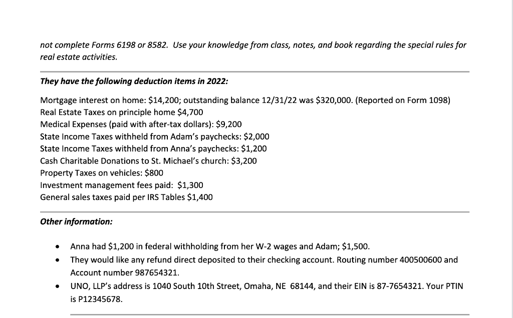 SE for 2022 for Adam and Anna Andersen. No other forms are