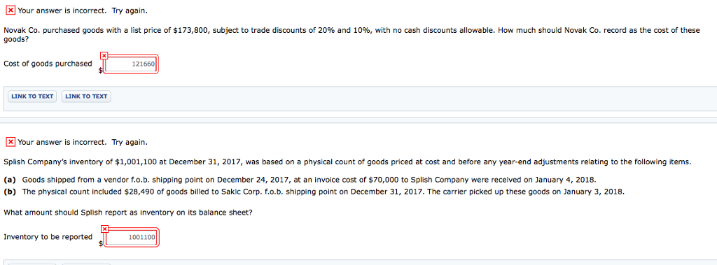  X Your answer is incorrect. Try again goods? Novak Co. purchased
