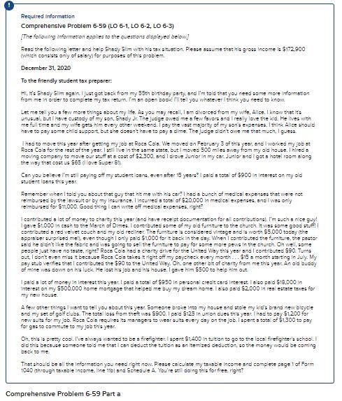  Required information Comprehensive Problem 6-59 (LO 6-1, LO 6-2, LO 6-3)