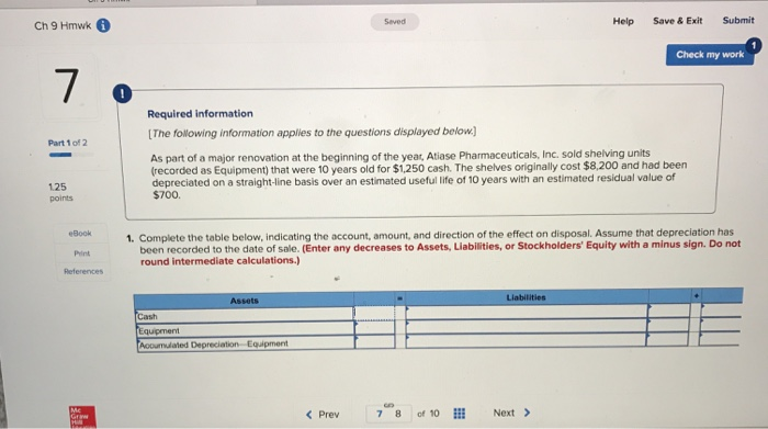  Ch 9 Hmwk Help Save& Exit Submit Seved Check my work
