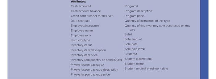 Using the preceding information and the following attrubutes list , prepare a