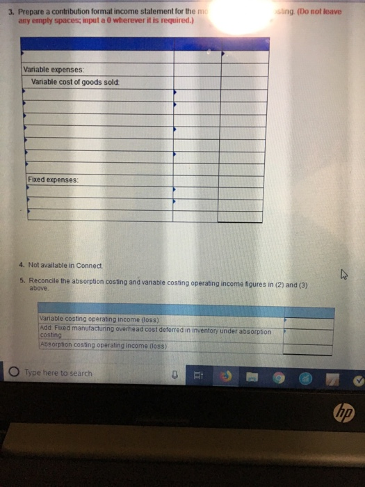 specially designed computer tables, using select hardwoods. The division's monthly costs are