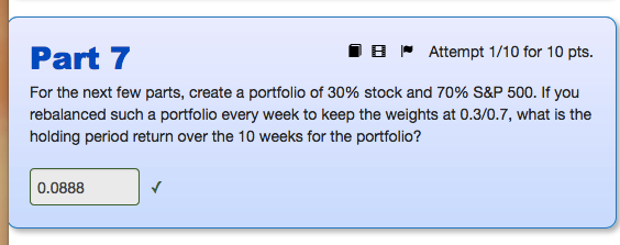 prices (including dividends) for a stock and the S&P 500. 1 2