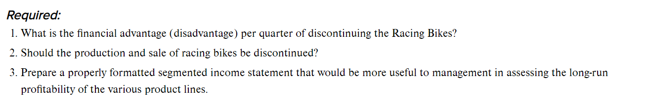 and a racing bike. Data Page 601 on sales and expenses for