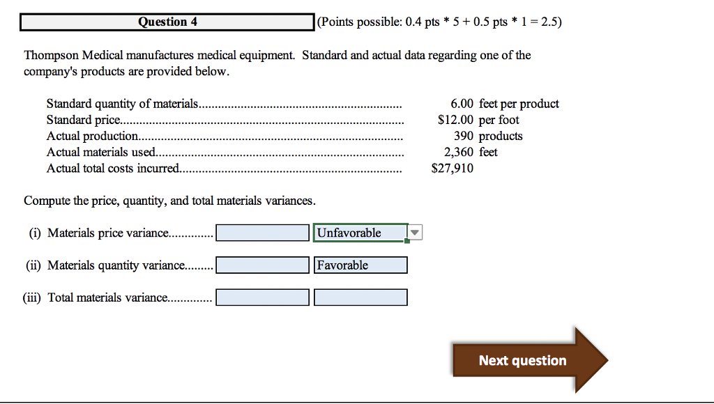 How do I solve for variance? Question 4 (Points possible: 0.4 pts