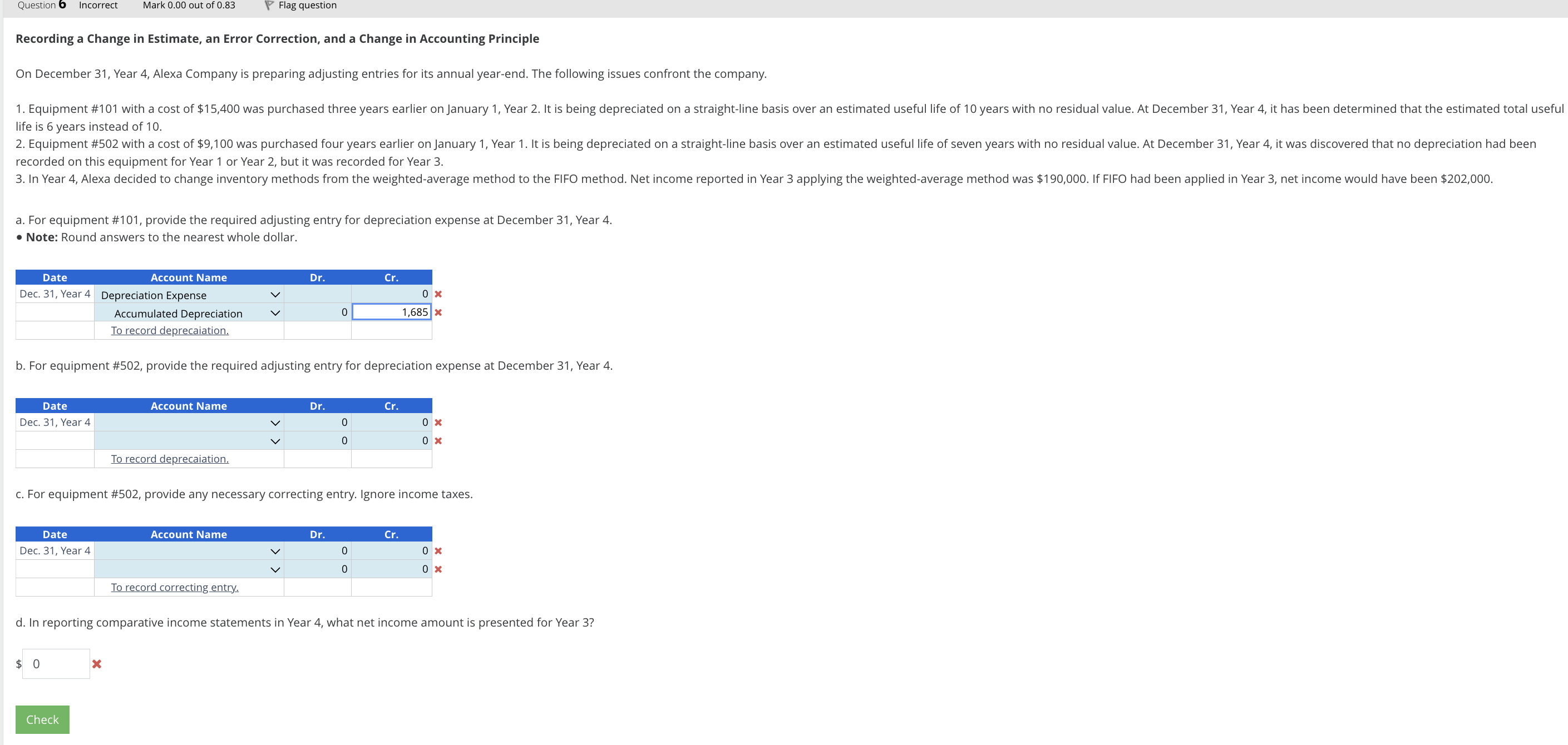  Recording a Change in Estimate, an Error Correction, and a Change