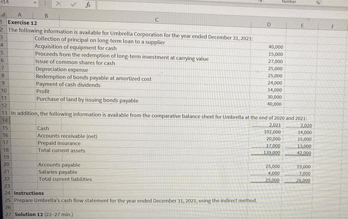  14 Number A B 1 Exercise 12 D E 2 The