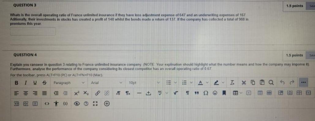  QUESTION 3 1.5 points 5 Whats is the overall operating ratio