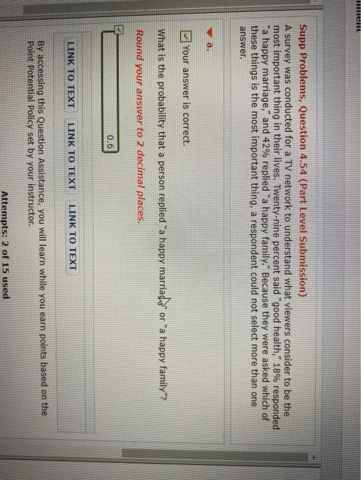  b pls Supp Problems, Question 4.54 (Part Level Submission) A survey