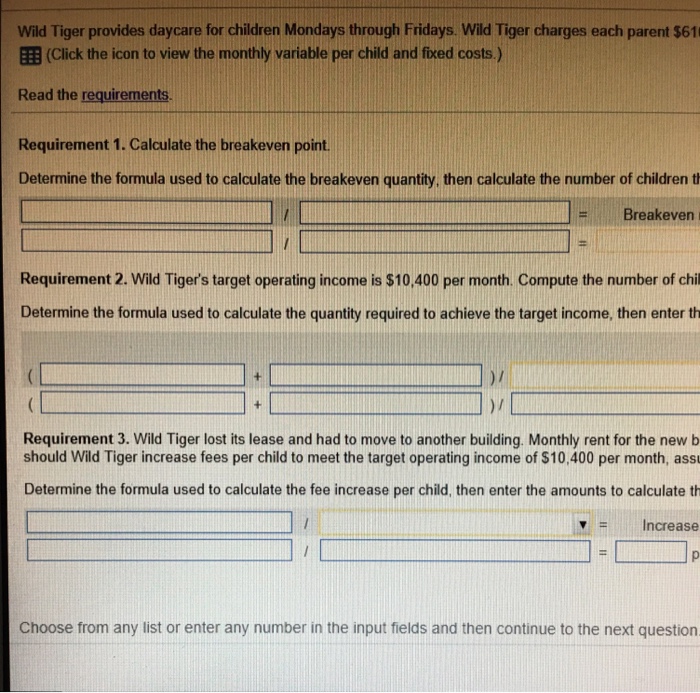  I need help calculating the break even point, computing the number